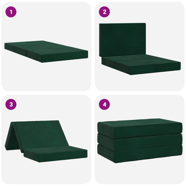 Fällbar Soffbed 100 x 67 x 45 cm Mörkgrön