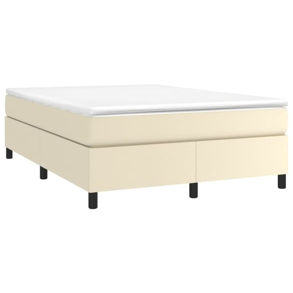 Boxspring-sängram gräddvit 140x200 cm konstläder