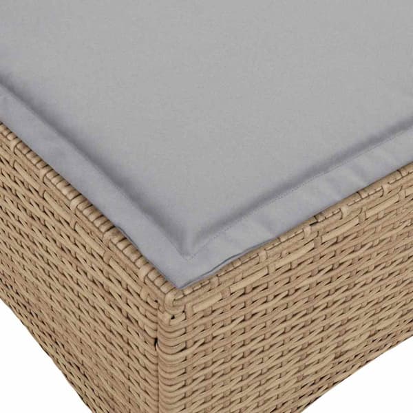 Fällbar trädgårdssoffa med dynor L-formad beige konstrotting