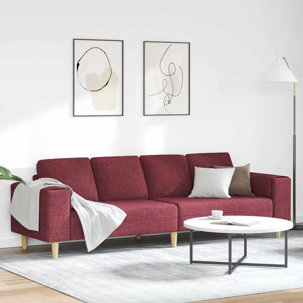 Vardagsrumsoffa Vinröd 250 x 77 x 76 cm Polyester