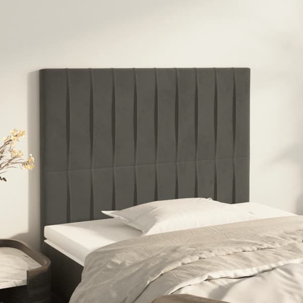 Sänggavel mörkgrå 80x5x118/128 cm sammet