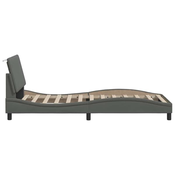 Bed Frame without Mattress "Hanko" Dark Grey 90x200cm Fabric