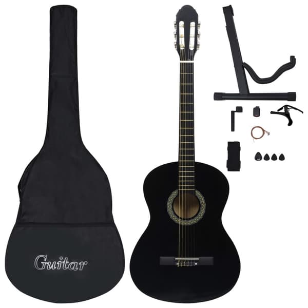 Klassisk gitarr 12 delar svart 4/4 39"