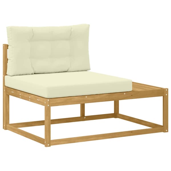 Utomhussoffset med kudde Vit 357 x 198,5 x 73 cm Polyester