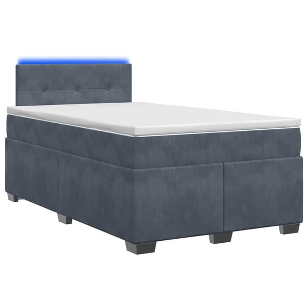 Boxspring säng med madrass och LED Mörkgrå 120 x 190 cm Sammet