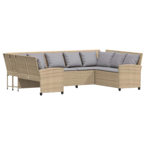 Trädgårdssoffa med dynor beige konstrotting