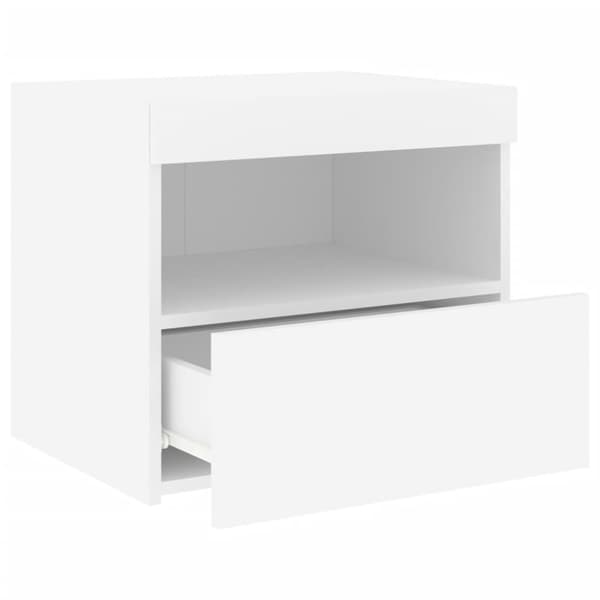 Sängbord med LED vit 50x40x45 cm