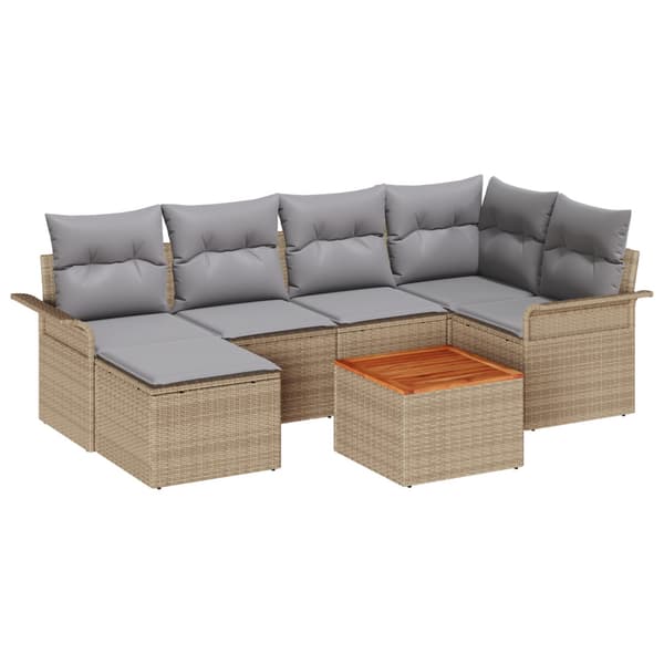 Trädgårdsoffset 7 pcs Beige och Ljusgrå konstrotting