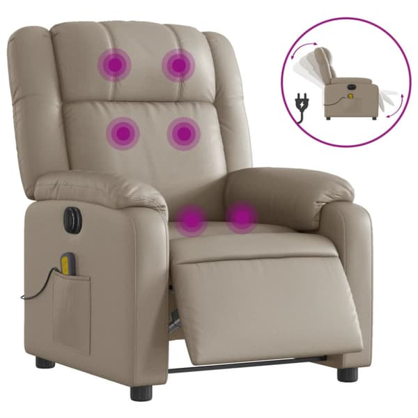 Elektrisk massagefåtölj cappuccino konstläder
