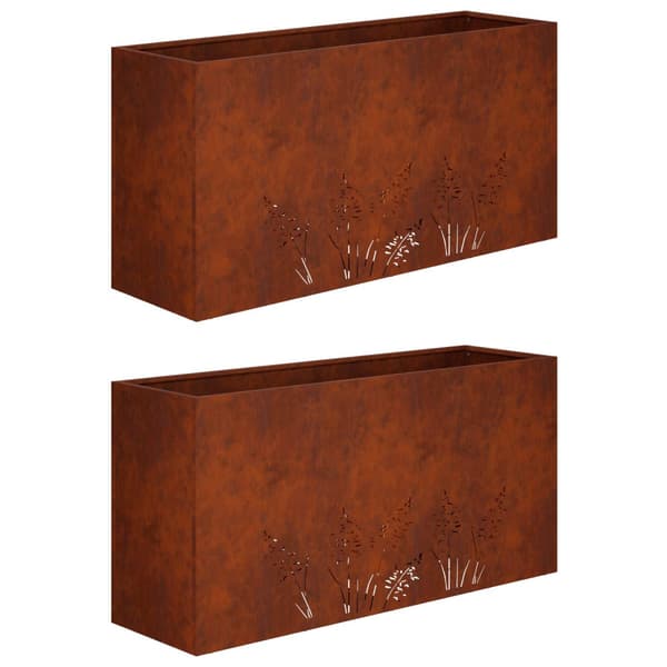 Trädgårdsplanterare 2 st Rostig 100 x 30 x 49 cm