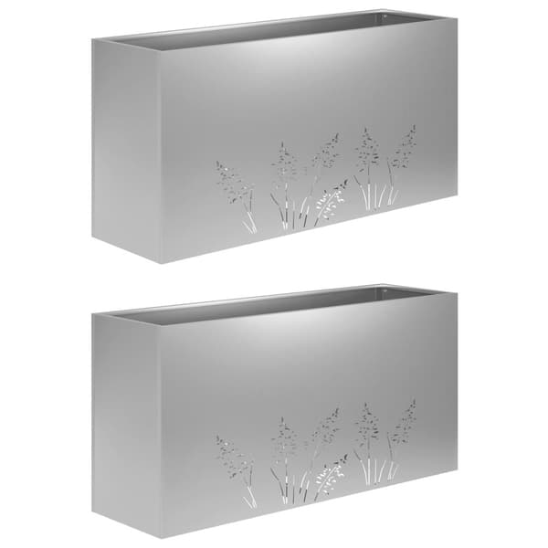Trädgårdsplanterare 2 st Silver 100 x 20 x 49 cm
