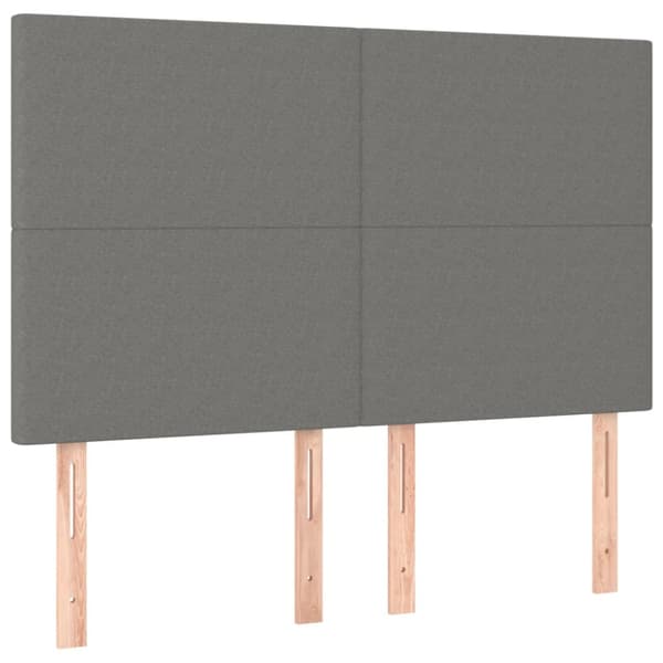 Ramsäng med madrass & LED mörkgrå 140x190 cm tyg