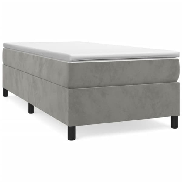 Ramsäng med madrass ljusgrå 90x190 cm sammet