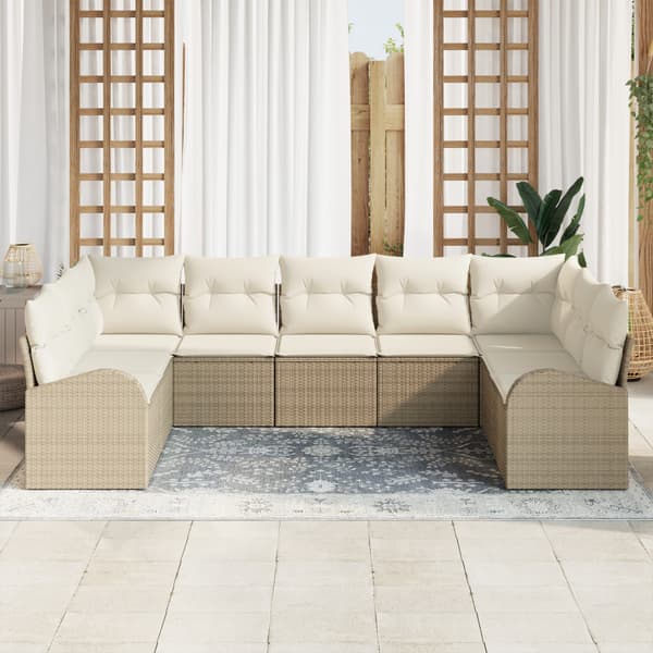Soffset 9 st Beige [Syntetisk]: Poly Rattan