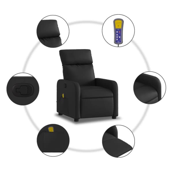 Massagefåtölj svart konstläder