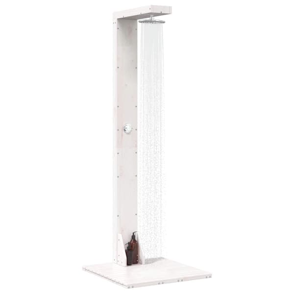 Utomhus Dusch 210 cm Massivt tallträ och rostfritt stål Vit