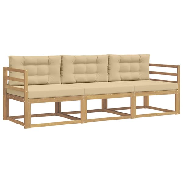 Utomhussoffset med kudde 3 pcs Vit och Beige Polyester