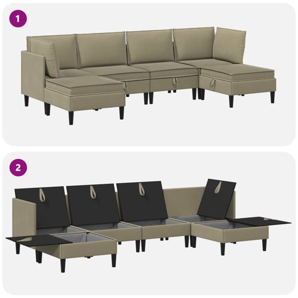 Möbelset för vardagsrummet 6 pcs Kaki Tyg