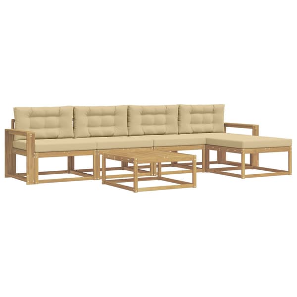 Utomhussoffset 6 pcs Vit och Beige 79 x 79 x 37 cm Polyester