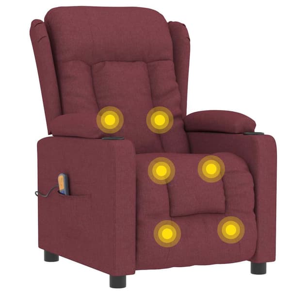 Massagefåtölj vinröd tyg