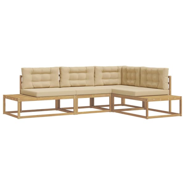 Utomhussoffset med kudde Vit 277,5 x 198,5 x 73 cm Polyester