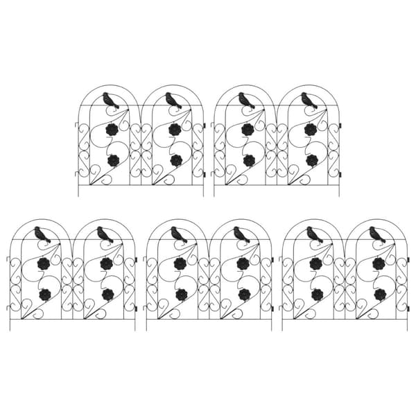 Trädgårdsstängsel 5 pcs Svart Stål