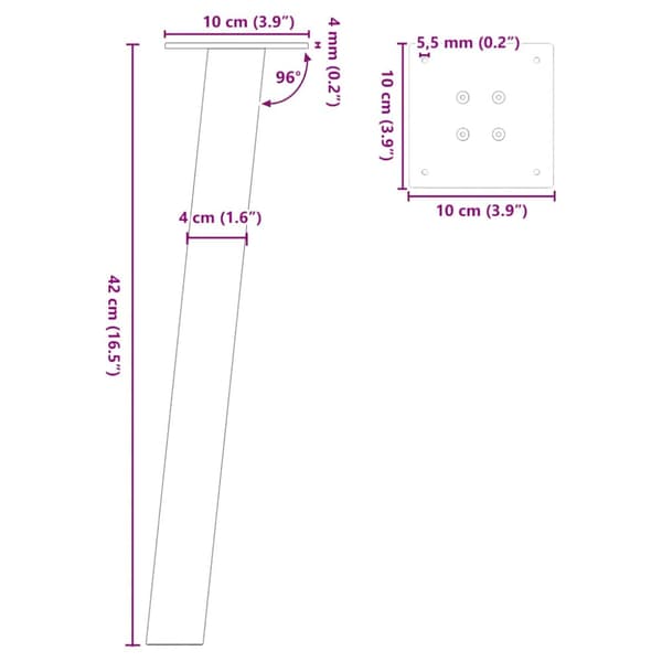 Soffbordsben 4 st antracit 42 cm stål