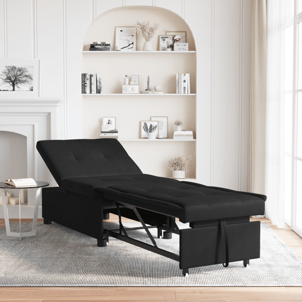Pull Out Sofa Bed Svart 194 x 67 x 82 cm Mikrofiber