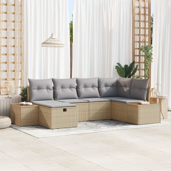 Trädgårdsoffset 6 st Beige konstrotting