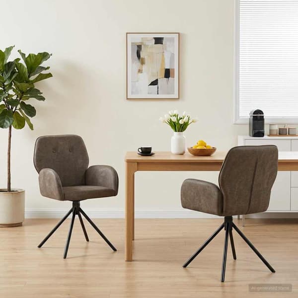 Svängande Matstolar 2 pcs Faux Mockaläder Mörkgrå
