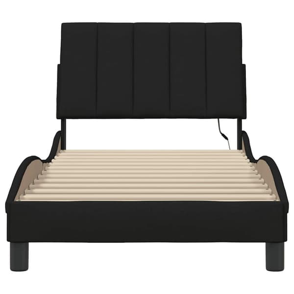 Bed Frame without Mattress "Hanko" Black 80x200cm Fabric