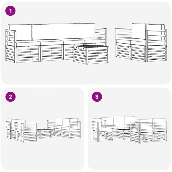 Utomhussoffset med kudde 7 pcs Vit och antracit Polyester
