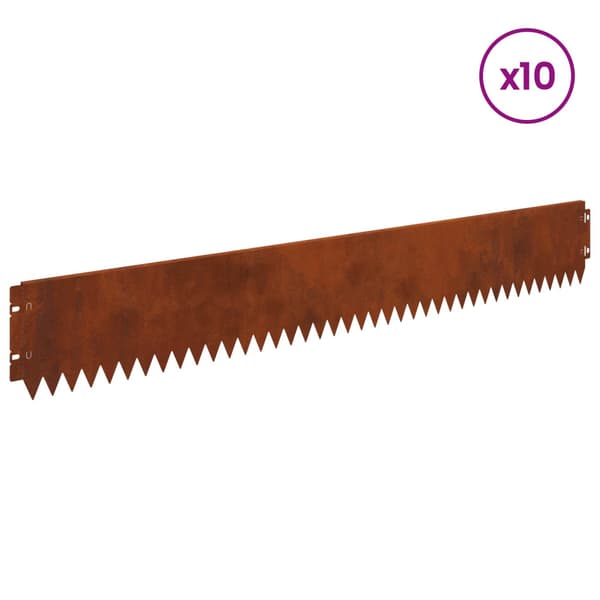 Kant för gräsmatta 10 pcs 103 x 15 cm Stål Rostig
