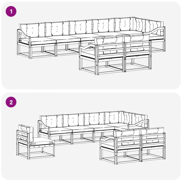 Utomhussoffset med kudde 6 pcs Vit och grädde Polyester