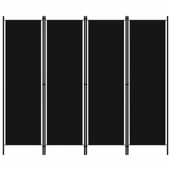 Rumsavdelare 4 paneler svart 200x180 cm
