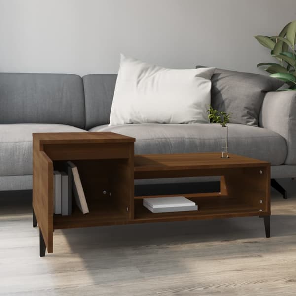 Soffbord brun ek 100x50x45 cm konstruerat trä
