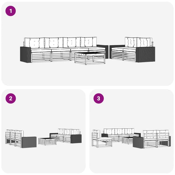 Utomhussoffset med kudde 7 pcs Naturlig och Grädde Polyester
