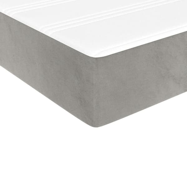Ramsäng med madrass ljusgrå 140x190 cm sammet