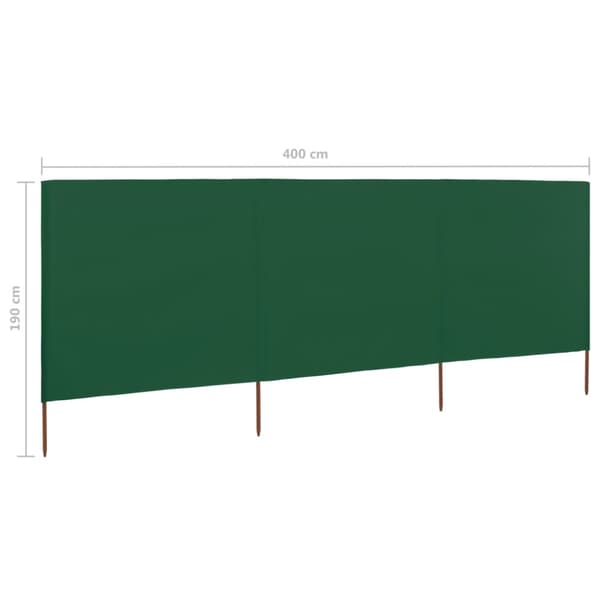 Vindskydd 3 paneler tyg 400x160 cm grön