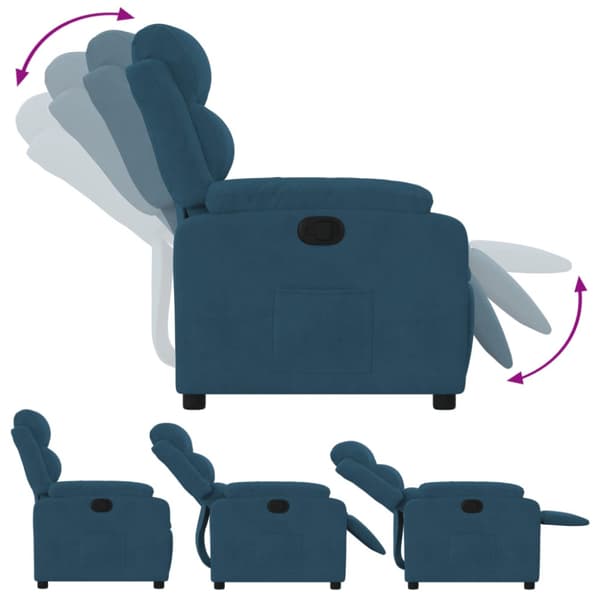 Reclinerfåtölj blå sammet