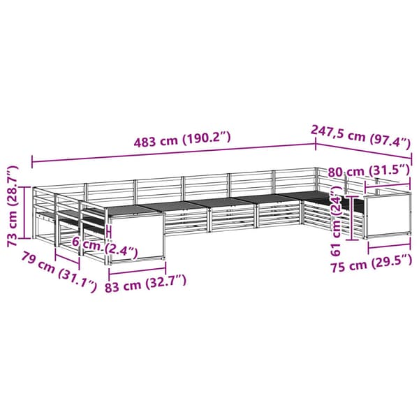 Soffgrupper 10 pcs Massivt Akaciaträ