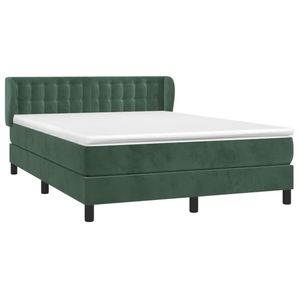 Ramsäng med madrass mörkgrön 140x190 cm sammet