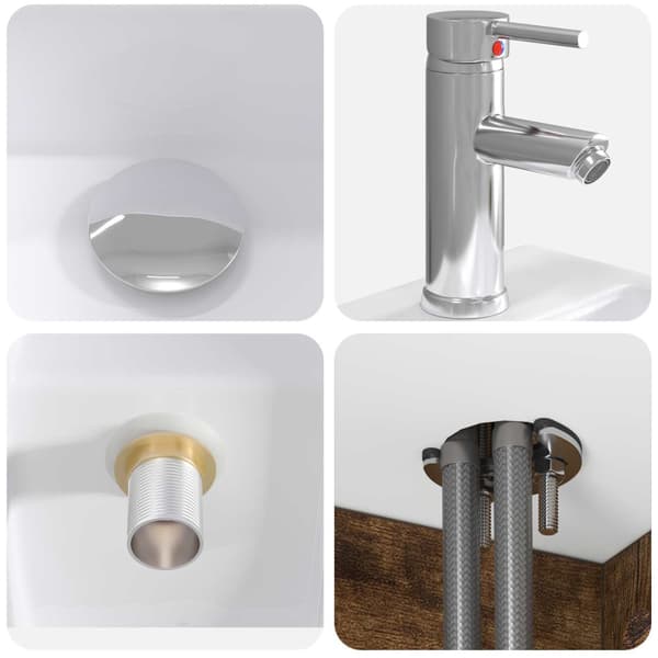 Badrumsmöbelset 6 pcs Rökt ek Konstruerat trä och glas