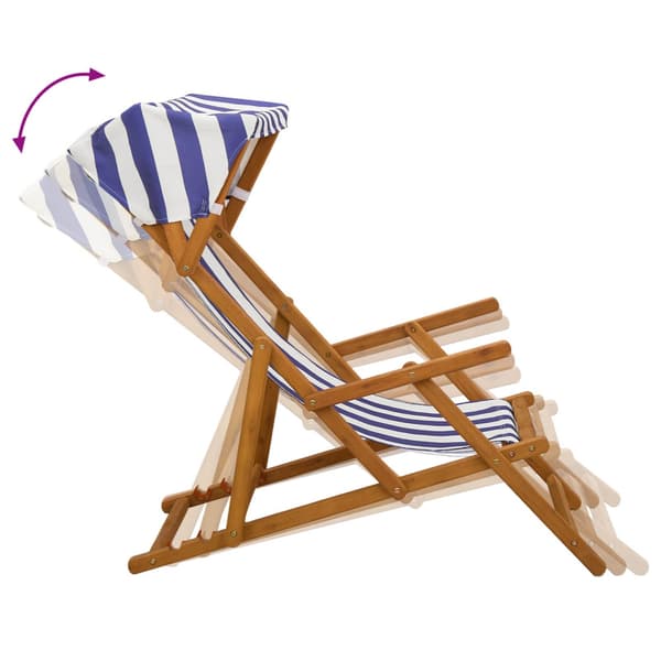 Deck Chair 2 st 3 Position Massiv Eukalyptus Trä Blå och Vit