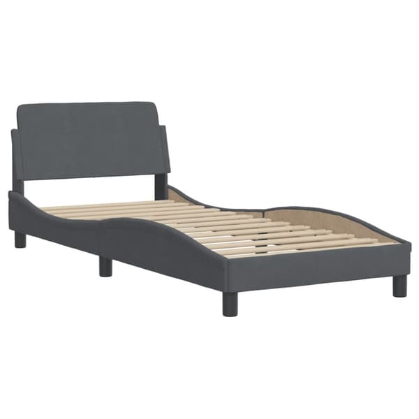 Bed Frame "Dover" Dark Grey 90x190 cm Velvet