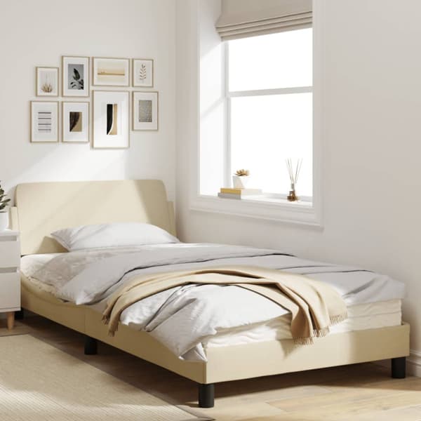 Bed Frame "Dover" Cream 100x200 cm Fabric