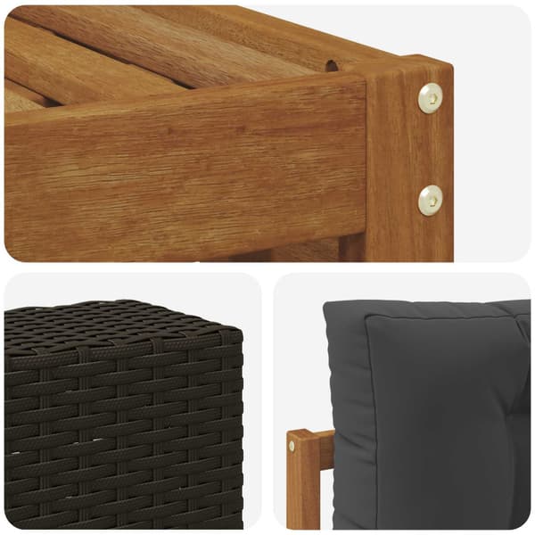 Utomhussoffset med kudde 7 pcs Naturlig och Antracit Polyester