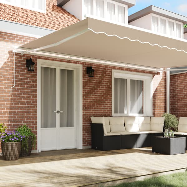 Utfällbar markis Beige 500 × 350 cm Polyester och aluminium