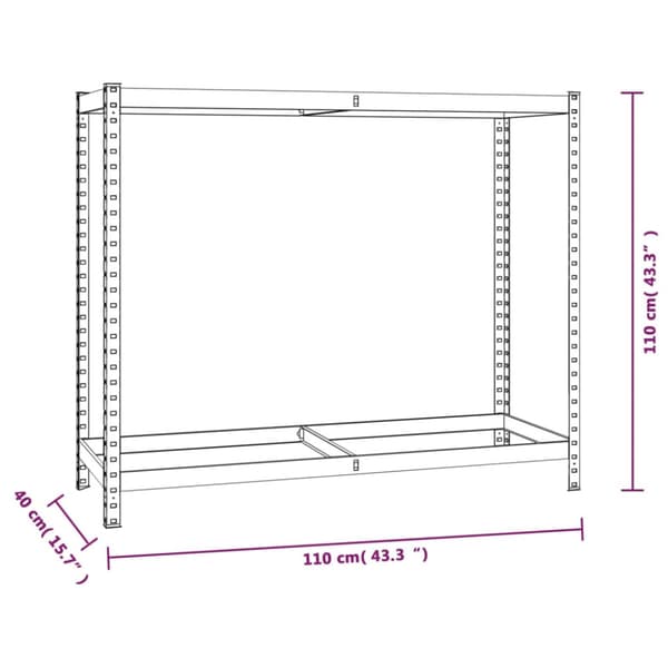 Däckställ 2 hyllplan silver 3 st 110x40x110 cm stål