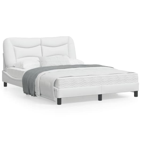 Bed Frame with LED without Mattress "Hvar" White 120x200 cm